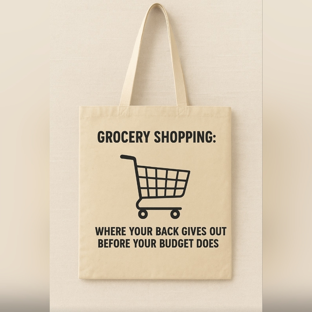 Funny Grocery Shopping Custom Canvas Tote Bag